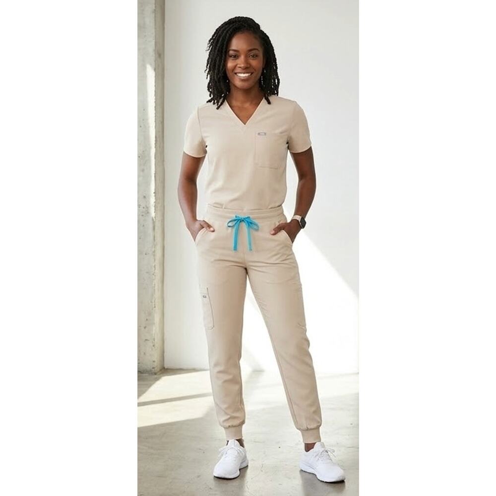 FIGS Zamora Jogger Scrub Pants 3XLR Sandstone BLD Caribbean Blue Drawstring NIP